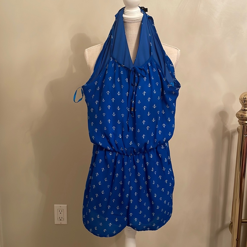 Blue & White Nautical Romper, size Large